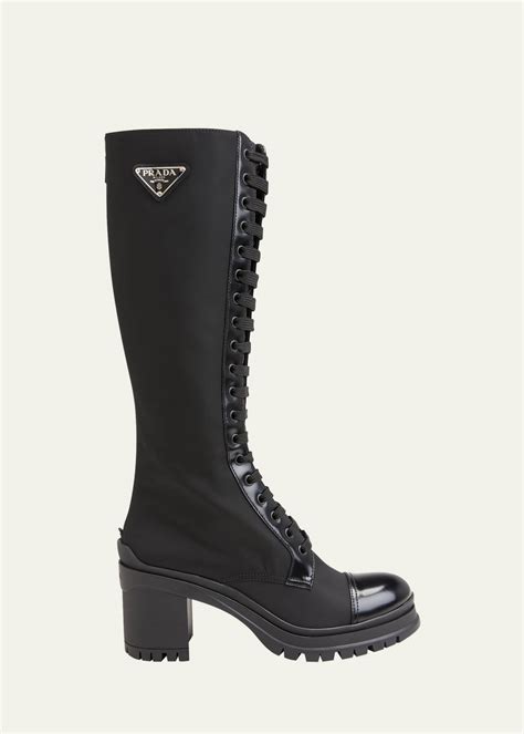 prada lace up combat boots|Prada genuine leather boots.